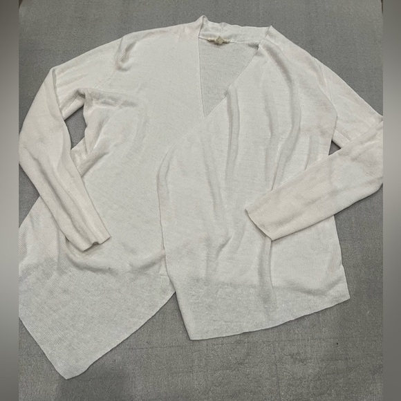 [M]Eileen Fisher White Organic Linen Women's Open Cardigan - Picture 2 of 9